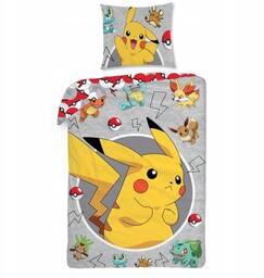 Pościel dziecięca Pokemon 140 x 200 Halantex 100% bawełna Pikachu Bulbasaur