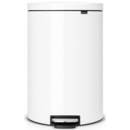 BRABANTIA Kosz na śmieci z pedałem 485244 FlatBack cichy domyk, wyjmowane wiadro, stal 40L Biały Zyskaj