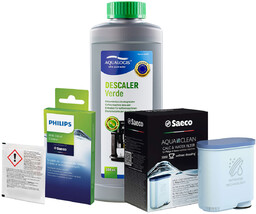 Zestaw Philips Saeco - Filtr Philips Aquaclean CA6903, Odkamieniacz Aqualogis Verde 500ml, Philips CA6705/10 Środek do Obiegu Mleka