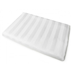 Karo Prześcieradło adamaszkowe 160x210 Tivoli białe paski 1 cm 140 g/m2 satynowe atłasowe