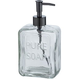 WENKO Dozownik do mydła w płynie PURE, przezroczyste szkło, 550 ml