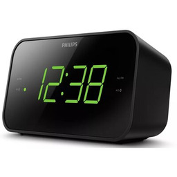 PHILIPS Radiobudzik TAR3306/12 Czarne, Tuner FM, Wyłącznik czasowy, Regulacja jasności wyświetlacza, Zasilanie Bateryjno-sieciowe