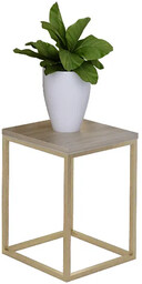 Elior Stojak na kwiaty z metalowym stelażem złoty + dąb sonoma M1-C72