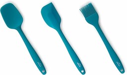 Lacor - 64452 - Zestaw 3 Przyborów Kuchennych Ocean, Łyżka Kuchenna, Szpatułka Kuchenna I Szczotka Kuchenna, Silikon, Metalowy Rdzeń, Nieprzywierający, Nadaje Się Do Mycia W Zmywarce, Długość 27,5 Cm
