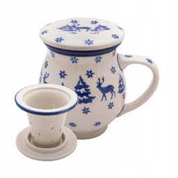 Kubek 400 ml sitko przykrywka Ceramika Bolesławiec