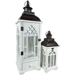 Lampion latarnia drewniana komplet 2 szt białe 72/42 cm 19AW0365MS WHITE