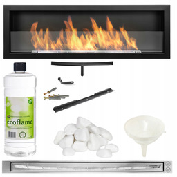 Biokominek z szybą S-Line 120x40cm czarny 1200x400