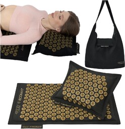 ECO MATA do akupresury z łuskami gryki i kokosem z poduszką Czarno - złota