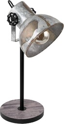 EGLO Lampa stołowa Barnstaple, 1-punktowa lampa stołowa w stylu vintage w stylu industrialnym, retro lampka nocna ze stali w stylu postarzanym cynku, drewno, imitacja rdzy, czarna, oprawa: E27,