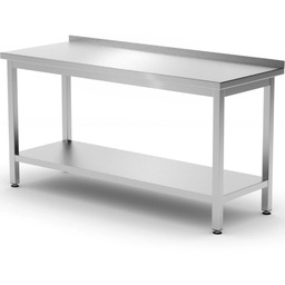 Stół blat roboczy przyścienny z rantem półką Budget Line STAL 1200 x 600 x 850 mm - Hendi 817285