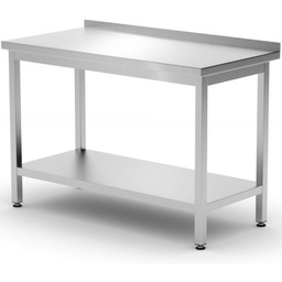 Stół blat roboczy przyścienny z rantem półką Budget Line STAL 1000 x 600 x 850 mm - Hendi 817278