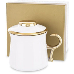 Kubek z porcelany z zaparzaczem biało złoty 11x9x12 167257