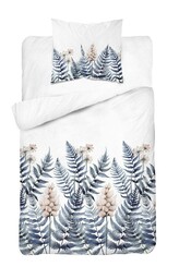 Detexpol Pościel bawełniana 140x200 biała niebieska paprocie kwiaty 5248 B Bawełna 48