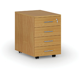 Kontenerek biurowy mobilny PRIMO WOOD, 4 szuflady, buk