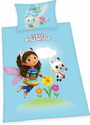 Herding Komplet pościeli Gabby''s Dollhouse, poszewka na poduszkę 65 x 100 cm, poszwa na kołdrę 160 x 210 cm, z płynnie działającym zamkiem błyskawicznym, bawełna