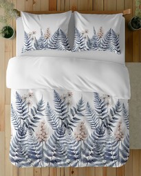 Detexpol Pościel bawełniana 160x200 biała niebieska paprocie kwiaty 5248 B Bawełna 48