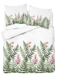 Detexpol Pościel bawełniana 160x200 biała zielona paprocie kwiaty 5248 A Bawełna 48