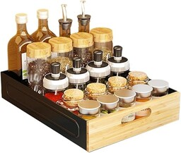 Taca z szufladą przesuwną kuchnią, samoprzylepny organizer do przechowywania przesuwny szafka kuchenna, teleskopowa szuflada do szafek kuchennych, pod zlewem, 40,5 P x 30 L x 8 H Cm