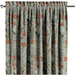 Zasłona na kanale z grzywką 1 szt., kolorowe kwiaty na szarym tle, Flowers