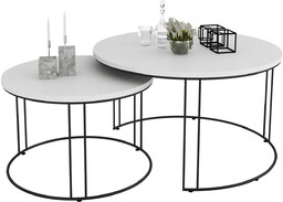 Elior Komplet dwóch stolików kawowych loft czarny + biały B9-A32