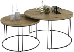 Elior Industrialny zestaw stolików kawowych czarny + dąb artisan M8-D42