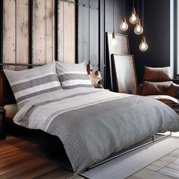 Darymex Pościel satynowa 160x200 szara pasy 1539/1 Satynlove