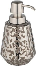 WENKO Dozownik mydła Burgos ceramiczny, dozownik mydła w płynie, 0,35 l, platyna, 9,1 x 15 x 9,1 cm