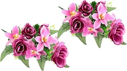 Bukiet sztucznych kwiatów ze storczykami, róże do położenia, sztuczne kwiaty, radość, bukiet kwiatów, dekoracja nagrobna, dekoracja nagrobna, kompozycja cmentarna