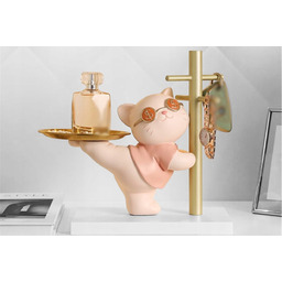 Stojak Na Biżuterię Kot Z Tacką I Wieszakiem 29x27x15 CM Organizer