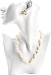 SOUJOY Stojak ekspozycyjny na biżuterię, naszyjnik, manekin, stojak do sprzedaży, biały wisiorek z żywicy, organizer na kolczyki, pierścionki