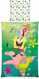 Herding Spongebob pościel, poszewka na poduszkę ok. 80 x 80 cm, poszewka na kołdrę ok. 135 x 200 cm, z lekko poruszającym się zamkiem błyskawicznym, 100% bawełna/Renforcé