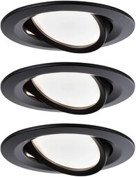 Paulmann 94471 Nova LED oprawa do zabudowy Coin, okrągły,Wychylny, 3x6,5W, ciepła biel, reflektor do zabudowy, czarny matowy, spot, aluminium, 2700K