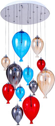 Balonowa lampa wisząca w zestawie 9xG4 Max.20W Chromowany metal/Wielokolorowe szkło 1791215