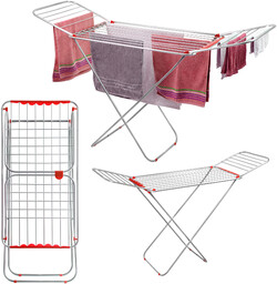 Stojąca suszarka aluminiowa na pranie, składana, srebrna, 175 cm