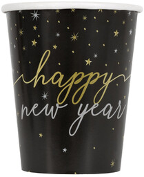 Kubeczki papierowe na Sylwestra Nowy Rok Happy New Year Disco - 266 ml - 8 szt.