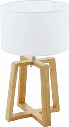 EGLO Chietino 1 lampa stołowa, 1 płomienna Nature Design lampa stołowa, lampka nocna wykonana z drewna, tkaniny i stali, kolor: biały, naturalny, gniazdo: E27, z wyłącznikiem