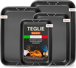 Avilia Zestaw 4 nieprzywierających patelni ze stali węglowej do kuchni beztłuszczowej 20-25-30-35 cm - Trwałe i wszechstronne patelnie, równomierne gotowanie, łatwe czyszczenie, wyprodukowane we