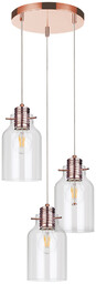 Lampa Wisząca Alessandro 3xE27 Max.60W Miedź Metal/Przezroczysty Kabel PCV/Przezroczyste Szkło 1760333