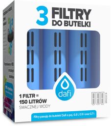 ZESTAW 3 filtry do butelki filtrującej Dafi SOFT i SOLID niebieski