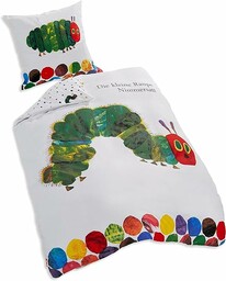 Pościel z motywem gąsienicy, poszewka na poduszkę 80 x 80 cm, poszwa na kołdrę 135 x 200 cm, z listwą guzikową