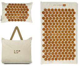 Line Sport ECO - polska ekologiczna mata do akupresury z poduszką - naturalna bawełna-złoty