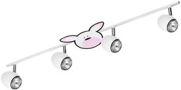 Lampa sufitowa Rubby 4xGU10 Max.50W Biały metal/Chromowany metal/Wielokolorowy materiał syntetyczny ze wzorem królika 2107402