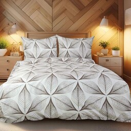 Darymex Pościel satynowa 140x200 kremowa beżowa liście 1536/1 z jedną poszewką 70x80 Satynlove