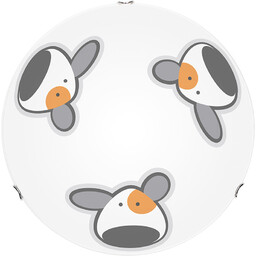 Lampa sufitowa Doggy 2xE27 Max.60W Chromowany metal/białe szkło ze wzorem psa 4584002