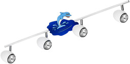 Lampa Sufitowa Delfin 4xGU10 Maks. 50W Biały Metal/Chromowany Metal/Wielobarwny Materiał Syntetyczny Ze Wzorem Delfinów 2105402