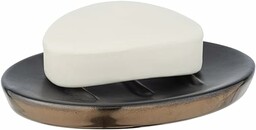 WENKO Mydelniczka Brandol, mydelniczka do przechowywania mydła do rąk, wykonana z wysokiej jakości ceramiki, 10 x 1,5 x 12 cm, czarna/miedź