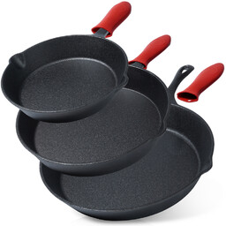 Zestaw patelni żeliwnych z nakładką silikonową CAST LINE 20 / 25 / 30 cm 3 szt.