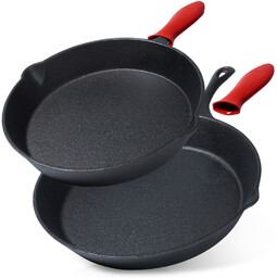 Zestaw patelni żeliwnych z silikonową nakładką CAST LINE 25 cm / 30 cm 2 szt.