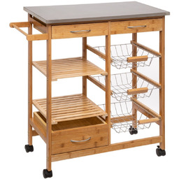 5five Simply Smart Wózek kuchenny na kółkach, bambusowy, 37 x 76 x 86 cm