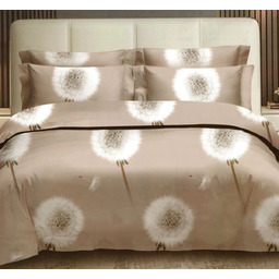 Pościel z satyny bawełnianej dwustronna beżowa w dmuchawce SBA-162